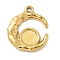 Ion Plating(IP) 304 Stainless Steel Pendant Cabochon Settings, Moon, Real 18K Gold Plated, 19x16x2mm, Hole: 1.4mm, tray:6mm