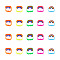 100Pcs 5 Style Handmade Polymer Clay Beads, Rainbow, Mixed Color, 8~9x9.5~10.5x4.5~5mm, Hole: 1.8~2mm, 20pcs/style