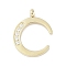 304 Stainless Steel Charms, with Rhinestone, Double Horn/Crescent Moon Charm, Real 14K Gold Plated, 13.5x10.5x1mm, Hole: 1.5mm
