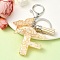 Resin & Acrylic Keychain, with Faux Suede Tassel Pendant & Alloy Findings, Letter F, 9.5cm