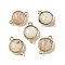 Brass Pave Natural Moonstone Faceted Flat Round Connector Charms, Rack Plating, Long-Lasting Plated, Golden, 12x17.5x5.5mm, Hole: 1.4mm