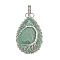 Natural Green Aventurine Pendants, Teardrop, Wire Wrapped, 48x25mm