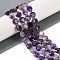 Natural Amethyst Beads Strands, Faceted Pentagonal Cut, Flat Round, with Seed Beads, 10~10.5x5~6mm, Hole: 1mm, about 32~33pcs/strand, 15.75''(40cm)