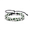 Printed Maple Leaf Pattern Cloth & Waxed Cord Braided Bracelets for Men Women, White, 10-1/4x3/8 inch(26x1cm)