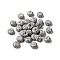 Opaque Resin European Beads, Large Hole Beads, Rondelle with Silver Color Plated Brass Cores, Black, 14x7.5mm, Hole: 5mm