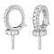 2Pcs 925 Sterling Silver with Crystal Rhinestone Pendant Bails, for Half Drilled Beads, Oval, Platinum, 14x7x4mm, Hole: 5.5x4mm