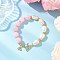 Imitation Gemstone & ABS Imitation Pearl Acrylic Beaded Bracelets for Women, Oval, with Brass, Pink, Inner Diameter: 8-1/4 inch(21.1cm)