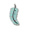Acrylic Pendants, with Glitter Powder, Feather, Medium Turquoise, 55x26x2mm, Hole: 1.8mm