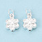 925 Sterling Silver Flower Charms, Hollow, Silver, 12.5x9x3.5mm, Jump Ring: 5x0.5mm, Inner Diameter: 4mm