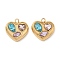 304 Stainless Steel Heart Pendants, with Rhinestone, Ion Plating(IP), Mixed Color, 12.5x12.5x3mm, Hole: 1.2mm