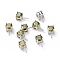 Rhodium Plated 925 Sterling Silver Peg Bails, with Cubic Zirconia, Square, Platinum, Olive, 9x4x4.5mm, Hole: 2.5x1.5mm, Pin: 0.6mm