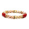 UV Plating Glass Beads Stretch Bracelets for Women, Round, Faceted, Iridescent, Red, 7-7/8 inch(20cm), Inner Diameter: 7-1/4 inch(18.5cm)