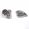 Alloy Buttons, Heart, 1-Hole, Antique Silver, 17x17mm, Hole: 4mm