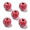 Christmas Printed Schima Wood European Beads, Round, Deer, Red, 16x14.5mm, Hole: 4.5mm