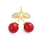 Brass Micro Pave Cubic Zirconia Pendants, Cherry, with ABS Plastic Pearl, Rack Plating, Long-Lasting Plated, Lead Free & Cadmium Free, Golden, 22x19.5x7.8mm, Hole: 3.5x2mm