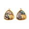 304 Stainless Steel Pave Natural Paua Shell Pendants, Golden, Triangle, 19x15.5x3mm, Hole: 1.5mm