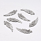 Tibetan Style Alloy Pendants, Cadmium Free & Lead Free, Wing, Antique Silver, 34x11x2mm, Hole: 2.5mm, about 650pcs/1000g