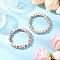2Pcs Handmade Flower Printed Porcelain Ceramic Beaded Stretch Bracelets, Round, Mixed Color, Inner Diameter: 2-3/8 inch(6.1cm)