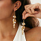 Alloy Plastic Imitation Pearl Hoop Earrings, Fish with Shell Shape, Golden, 80x20mm