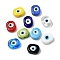 Handmade Evil Eye Lampwork Beads, Oval, Mixed Color, 18x14x7mm, Hole: 2mm