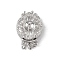 Rack Plating Brass Micro Pave Clear Cubic Zirconia Box Clasps, 3-Strand, 6-Hole, Flower, Platinum, 21x15x7mm, Hole: 2.4mm