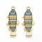 Alloy Enamel Pendants, Cadmium Free & Nickel Free & Lead Free, Golden, Fish Charm, Dark Turquoise, 27x10.5x2.5mm, Hole: 1.8mm