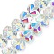 Electroplate Transparent Glass Beads Strands, Heart, Faceted, AB Color Plated, Half Plated, Clear AB, 15x13x8.5mm, Hole: 1mm, about 50pcs/strand, 23.62 inch(60cm)
