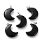 Natural Obsidian Pendants, with Platinum Brass Loops, Moon, 29x18~21x7~10mm, Hole: 6x3mm