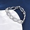 Brass Micro Pave Clear Cubic Zirconia Curb Chain Bracelets for Women, Lead Free & Cadmium Free, Rack Plating, Platinum, 7-1/2 inch(19cm)