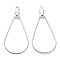 Non-Tarnish 316 Stainless Steel Earring Findings, Oval, Stainless Steel Color, 39x19x1.4mm, Hole: 1.2mm