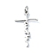 Non-Tarnish 304 Stainless Steel Pendants, with Jump Rings, Laser Cut, Cross with Word Faith Charm, Stainless Steel Color, 24.5x14.5x1mm, Hole: 3mm