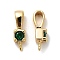 Brass Micro Pave Cubic Zirconia Peg Bails, Long-Lasting Plated, Cadmium Free & Lead Free, Real 18K Gold Plated, Square, Green, 13x3.5x4.5mm, Hole: 4x1.5mm, Pin: 1mm