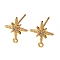 Brass Pave Clear Cubic Zirconia Stud Earring Findings, with Loop, Nickel Free, Star, Real 18K Gold Plated, 14x12mm, Hole: 1mm, Pin: 1mm