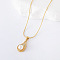 3Pcs Stainless Steel Pave Imitation Pearl Eggplant Pendant Necklaces for Women, White, Golden, 15.75 inch(40cm)