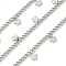 304 Stainless Steel Curb Chains, Unwelded, with Spool, with Flower Charms, Stainless Steel Color, 8x5x1.5mm