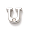 Rack Plating Brass Cubic Zirconia Beads, for Personalized Name Necklaces Making, Long-Lasting Plated, Lead Free & Cadmium Free, Alphabet, Letter U, 12x13x5mm, Hole: 2.7mm