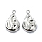 Non-Tarnish 304 Stainless Steel Pendants, Teardrop Charm, Stainless Steel Color, 18x10.5x3mm, Hole: 1.6mm