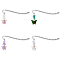 4Pcs 4 Style Acrylic Butterfly Pendant Bookmarks with Natural Gemstone Chips, Alloy Hook Bookmarks, Antique Silver, 110mm, 1pc/style
