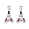 Rack Plating Alloy Pendants, with Rhinestone, Eiffel Tower, Mixed Color, 21.5x12.5x2mm, Hole: 2mm
