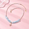 Alloy Crystal Rhinestone Star Pendant Natural White Jade Chip and Round White Glass Pearl Beaded Necklaces, Golden, Sky Blue, 16.14~16.26 inch(41~41.3cm)