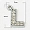 Alloy Letter Pendants, with Grade A Rhinestone, Platinum Color, Crystal, 16~18x12~17x2mm, Hole: 1mm
