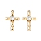 UV Plating Alloy Rhinestone Pendants, Cross Charms, Light Gold, 23.5x15.5x3.5mm, Hole: 1.5mm