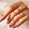 8Pcs Alloy Finger Rings, Cross/Oval Chain, Golden, Inner Diameter: 16~19mm