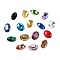 Glass Pointed Back Rhinestone Cabochons, Back Plated, Faceted Oval, Mixed Color, 30x20x8mm, about 48pcs/bag