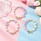 3Pcs 3 Styles Imitation Gemstone & ABS Imitation Pearl Acrylic Beaded Bracelets for Women, Oval, with Brass, Mixed Color, Inner Diameter: 8-3/8 inch(21.3cm)