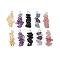 10Pcs 5 Colors 12 Constellation Natural Citrine & Natural Obsidian & Fluorite & Amethyst & Strawberry Quartz Pendants, Chip Charms with 304 Stainless Steel Loops, Golden & Stainless Steel Color, Pisces, 22~24x8~10x7~9mm, Hole: 2.5~3mm, 2pcs/color