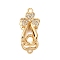 Brass Micro Pave Clear Cubic Zirconia Interlocking Clasps, Flower, Real 18K Gold Plated, 26mm, Hole: 1.4mm and 1.5mm