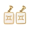 Constellations Natural White Shell Pendants, Ion Plating(IP) 304 Stainless Steel Rectangle Charms, Real 18K Gold Plated, Gemini, 16x10.5x1.5mm, Hole: 5x3mm