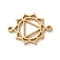 304 Stainless Steel Hollow Chakra Links, Real 18K Gold Plated and Fine Polishing, Vishuddha, 12x15x1mm, Hole: 1mm
