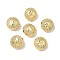 Brass Micro Pave Cubic Zirconia Beads, Flat Round, Lead Free & Cadmium Free, Long-Lasting Plated, Real 18K Gold Plated, 12.5x7~9mm, Hole: 1.6~1.8mm